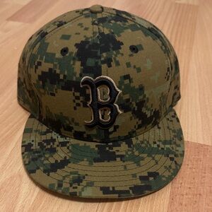 Camo Baseball Cap with Embroidered 'B' Logo